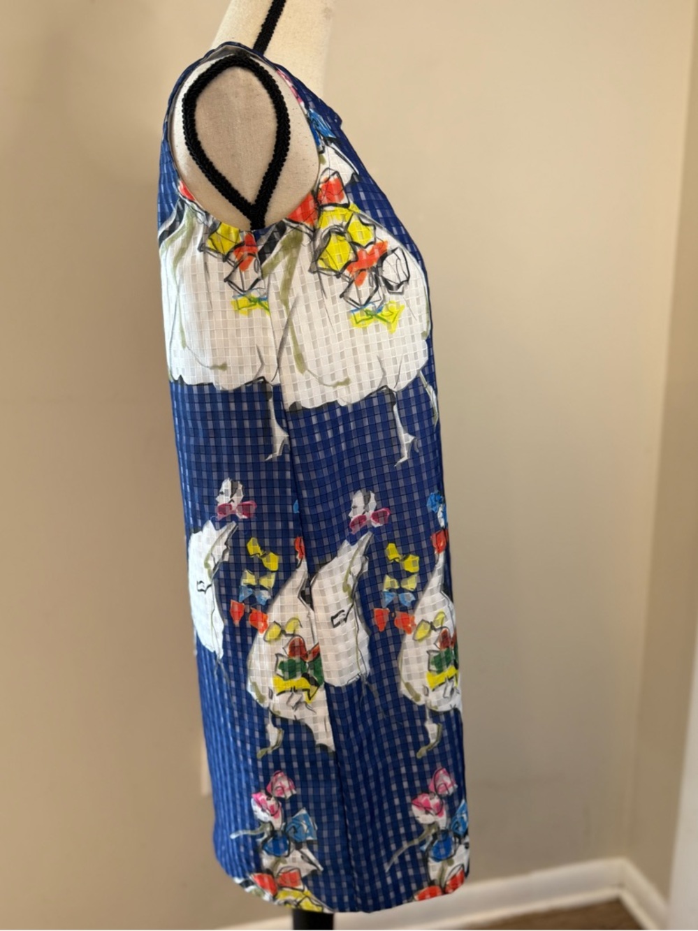 Wearable art handmade female fashionista sleeveless colorful midi dress SZ SM - Picture 2 of 9